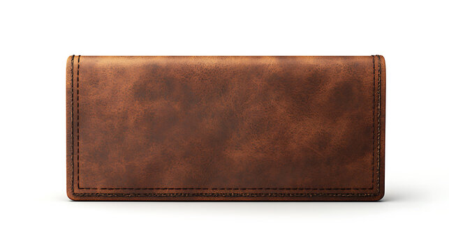 A mockup of a brown leather bill folder, isolated against a white background, designed for restaurant check presentations in 3D rendering