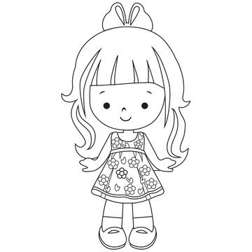 cute girl in floral dress clip art preview