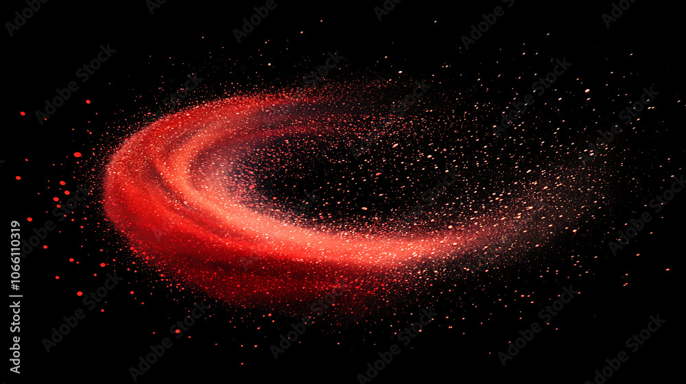 Leinwandbilder swirling red abstract particles futuristic visual effect overlay isolated on black background