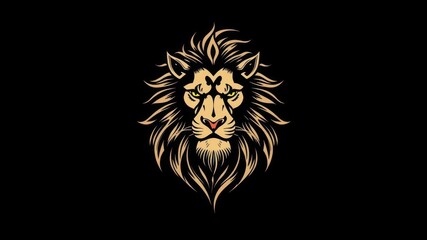 Fototapeta premium Artistic lion with intricate design on a black background, vector, black