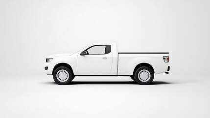 Fototapeta premium sleek white pickup truck showcased in a minimalist studio setting clean lines and modern design emphasized by stark white background perfect for vehicle mockups and automotive concepts