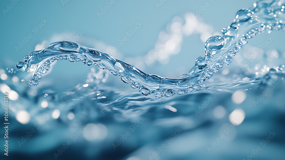 Poster glistening dna helix formed by swirling water droplets crystalclear liquid creates a mesmerizing thr