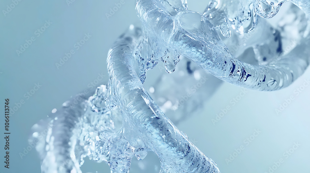 Poster glistening dna helix formed by swirling water droplets crystalclear liquid creates a mesmerizing thr