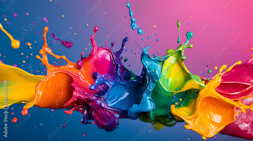 Aufkleber dynamic abstract image of vivid paint splashes colliding midair creating a mesmerizing swirl of colors resembling a chemical reaction or cosmic event