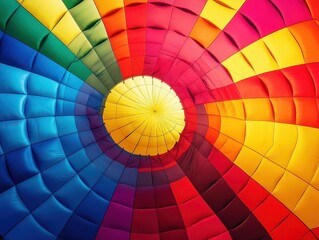 Fototapeta premium Hot air balloon ride with vibrant colors, soft lighting, serene atmosphere, dynamic movement, high contrast