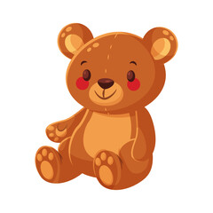 Cute Teddy Bear Waving Hand Cartoon Icon Illustration