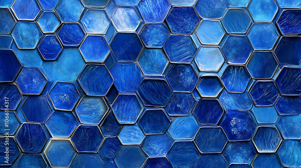 Leinwandbilder abstract hexagonal pattern in shades of blue technology and science background digital art