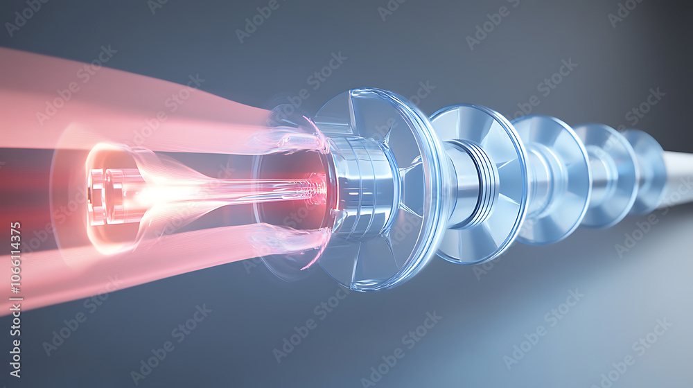 Aufkleber physics illustration of an impulse turbine with a fixed nozzle and rotating turbine blades, depictin