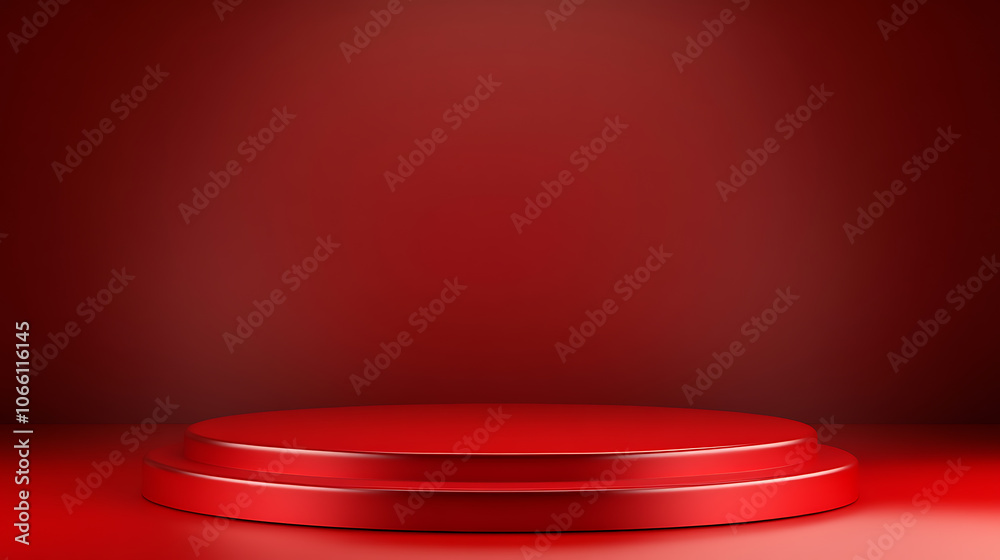 Poster red podium 3d illustration on room background red gradient color display advertising display with bl