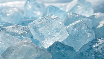 Obraz premium A close-up view of crystalline ice structures with intricate details, revealing the mesmerizing beauty of frozen water