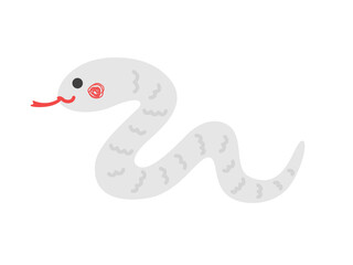 横から見た、白蛇のイラスト
