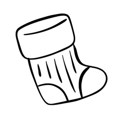 Christmas and New Year design in doodle outline style. Hand drawn holiday vector collection.