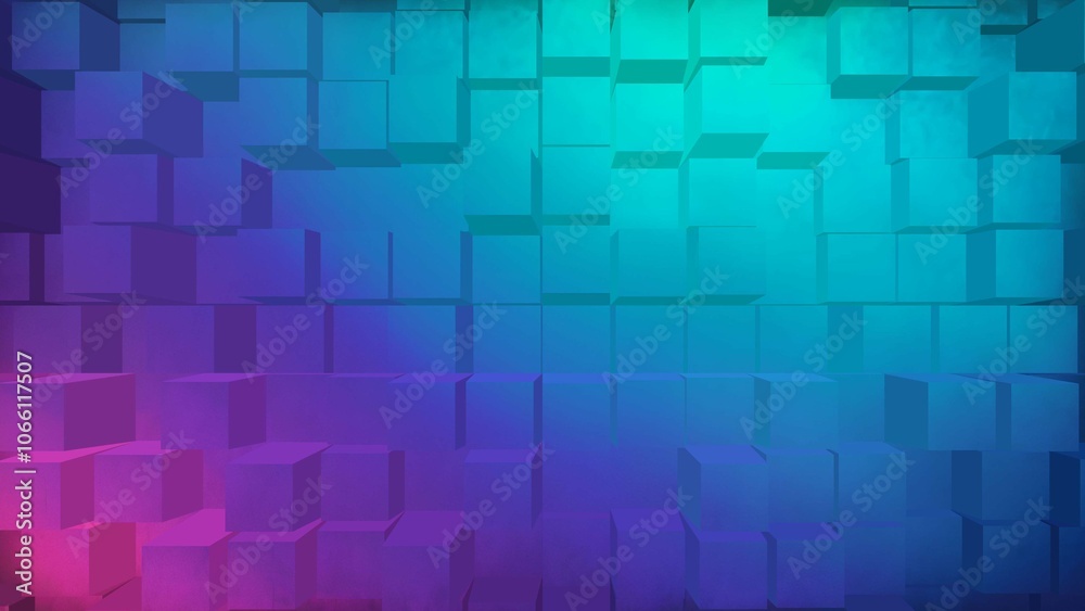 Wall mural cube extrude pastel grainy gradient abstract background, noise texture effect, banner poster header 