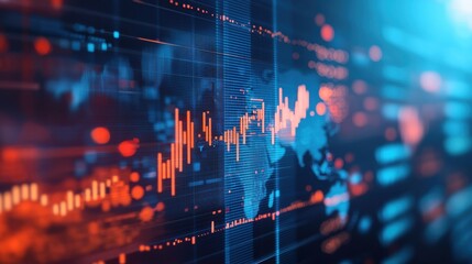 Abstract digital world map with data visualization elements