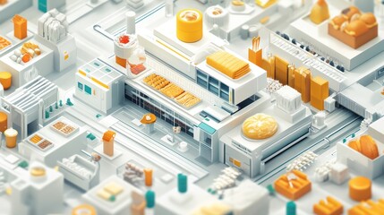 Fototapeta premium Food companies focusing on innovation and quality to stand out in a competitive industry. Illustrations