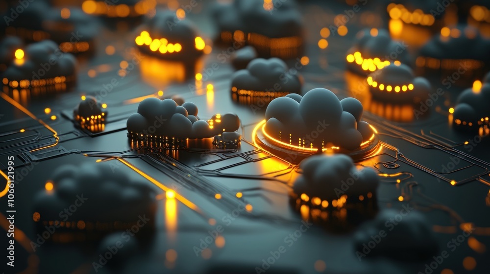Poster Cloud Computing Network with Glowing Circuits and Data Transfer