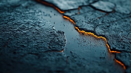 Obraz premium Dark Rainy Road with Textured Surface and High Contrast