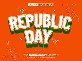 republic day editable text, font effect, 3d text for title