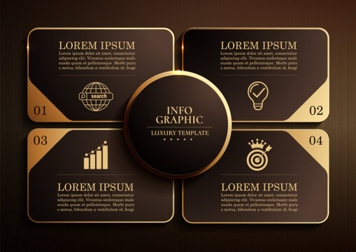 Luxury Black and Gold 4 Step Flow Chart Infographic Template Perfect Corporate Reports, Business Presentations, Abstract Vector Illusreation, Not AI-Generated