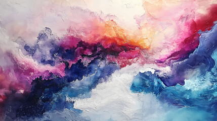 Naklejka premium Behold an abstract dreamscape where vibrant colors merge with the tranquility of icy landscapes. Dreamscape. Illustration