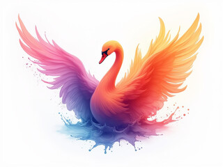 Fototapeta premium Vibrant Swan Illustration with Splash Effect