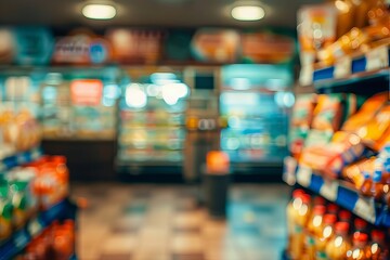 Fototapeta premium Supermarket blur background with bokeh light, vintage color tone