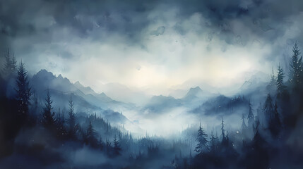Obraz premium Enchanting dreamscape featuring ethereal skies and shimmering watercolor landscapes. Dreamscape. Illustration