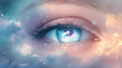 Ethereal pastel dreamscape with celestial brushwork and surrealist sheen eye level. Dreamscape. Illustration