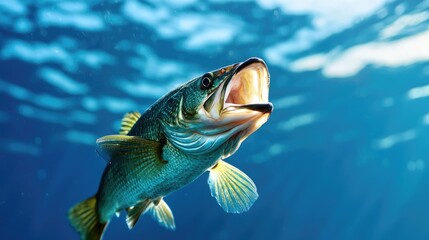 Lively fish swimming underwater in a vibrant blue habitat.