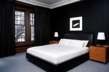 Old-fashioned bedroom with heavy drapes partially open, letting in soft morning light for a somber wake-up call
