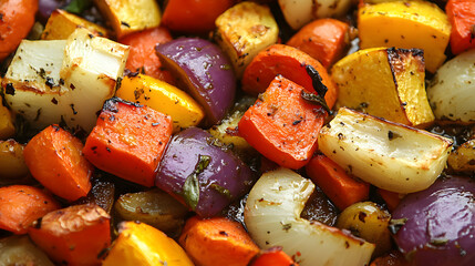 Juicy roasted vegetables in a balsamic glaze