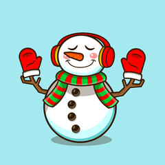 snowman with headphone