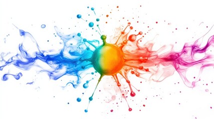 Colorful splash of paint with bright vibrant hues on a white isolate background.