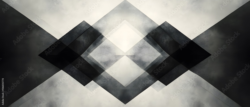 Poster abstract geometric shapes converge in a captivating interplay of light and shadow, creating a striki
