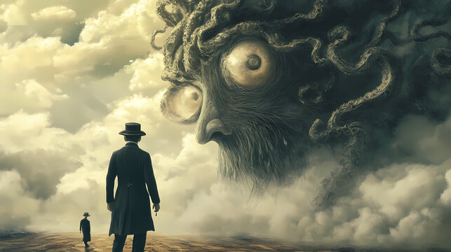 Mr. sandman enters your dream. Dreamscape. Illustration