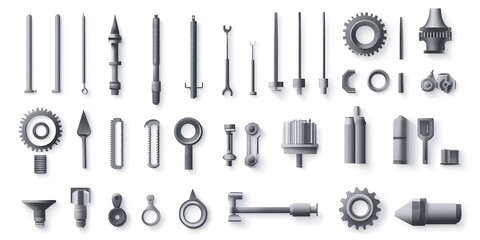 Fototapeta premium Set, Collection of Engineering Icons, Black, on White Background, 9:16 and 16:9 Format