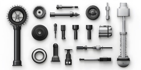 Obraz premium Set, Collection of Engineering Icons, Black, on White Background, 9:16 and 16:9 Format
