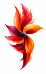 Obraz premium Vibrant and colorful abstract flower design, isolated on white background.