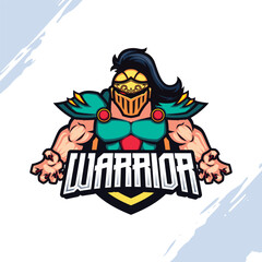 Green Armor Knight Warrior Vector Mascot Logo