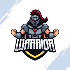 Gray Steel Armor Knight Warrior Vector Mascot Logo