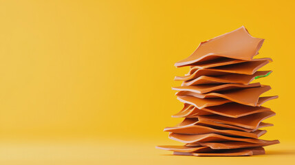 Stack of Chocolate Bark on Yellow Background