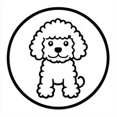 Fototapeta premium Toy poodle dog line silhouette logo vector illustration
