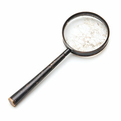 Fototapeta premium Vintage Magnifying Glass with Worn Handle, lens, antique, old, wood, black