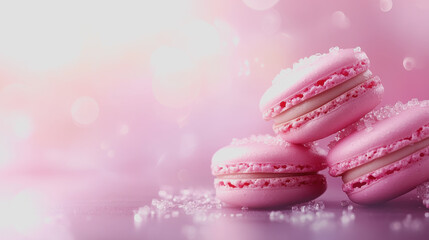 Soft Pink Macarons on a Dreamy Gradient Background