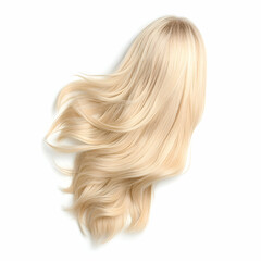 Fototapeta premium Blonde Hair Extensions Isolated on White Background, human hair, hairpiece, wig, salon, beauty