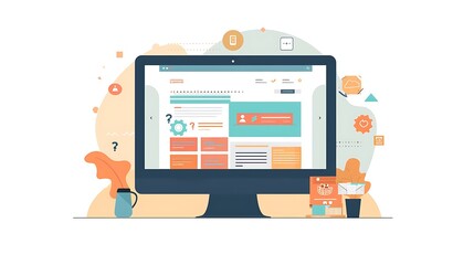 Computer monitor displaying a website design, showcasing the process of website development.