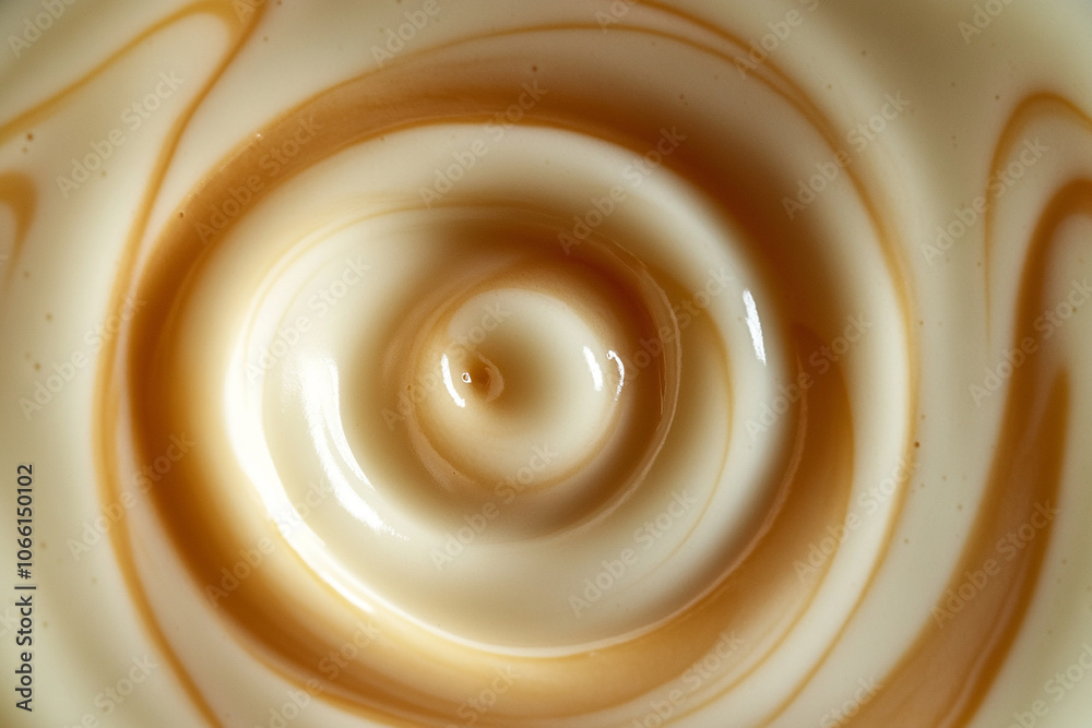 Aufkleber mesmerizing swirl of creamy milk and caramel creates captivating vortex pattern, evoking sense of mo