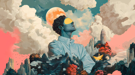 A dreamscape of surreal imagery. surrealist dreamscape. illustration. Dreamscape. Illustration