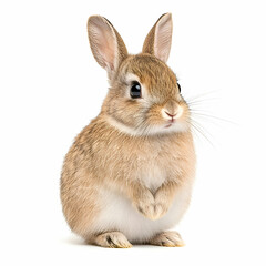 Obraz premium Cute Bunny Rabbit Sitting on White Background, adorable, fluffy, pet, animal, small