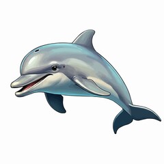 Obraz premium Vector clip art illustration dolphin. Cartoon dolphin on light background. JPEG version.